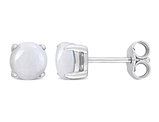 1.10 Carat (ctw) Opal Solitaire Stud Earrings in Sterling Silver (6mm)